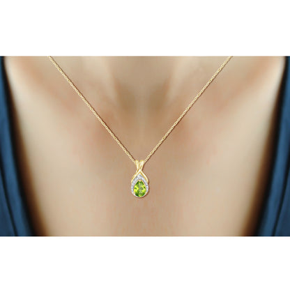 3/4 ct. T.G.W. Peridot Pendant with Diamond Accent in 14K Gold over Silver