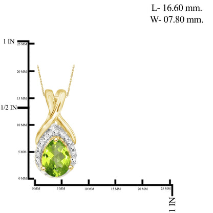 3/4 ct. T.G.W. Peridot Pendant with Diamond Accent in 14K Gold over Silver