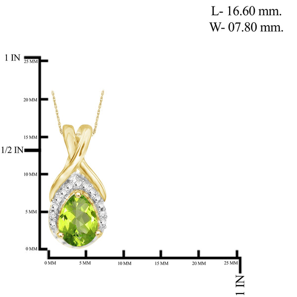 3/4 Carat T.G.W. Peridot And White Diamond Accent 14K Gold-Plated Pendant