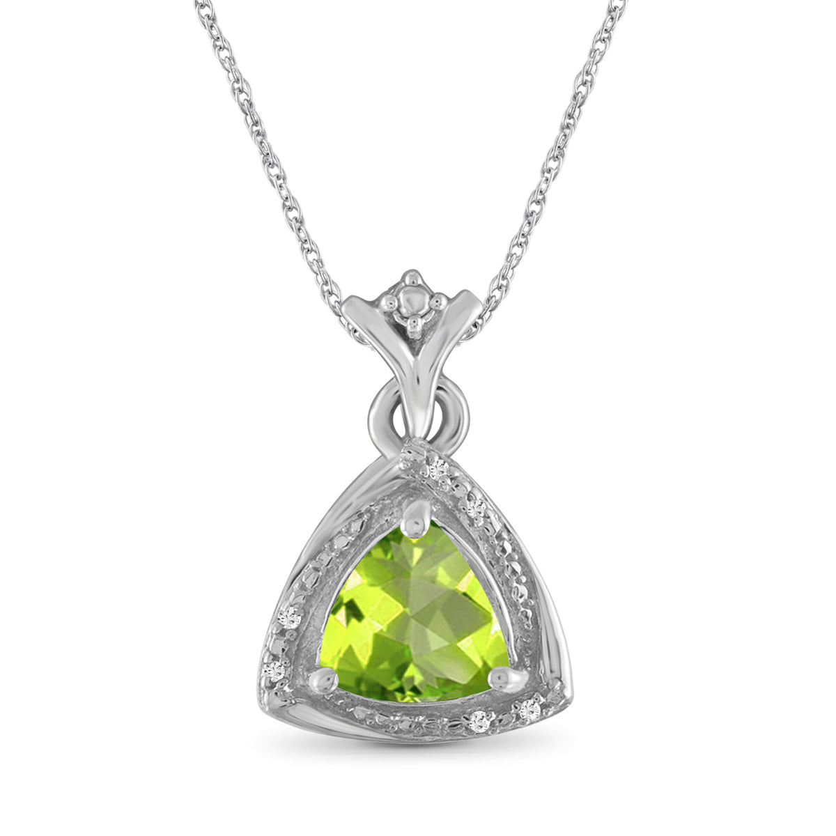 1.50 ct. T.G.W. Peridot Pendant with Diamond Accents in Sterling Silver