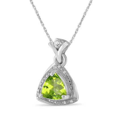 1.50 ct. T.G.W. Peridot Pendant with Diamond Accents in Sterling Silver