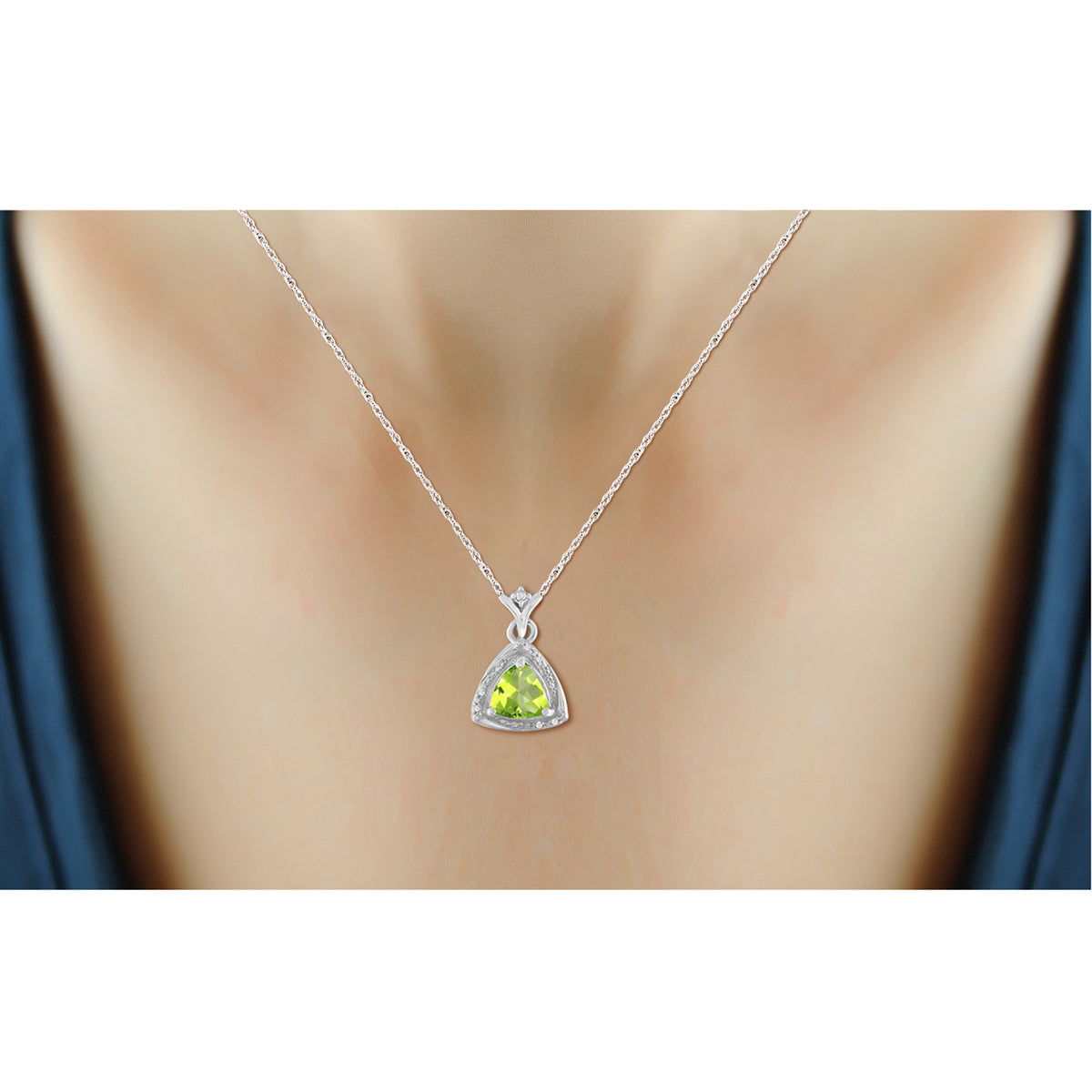 1.50 ct. T.G.W. Peridot Pendant with Diamond Accents in Sterling Silver