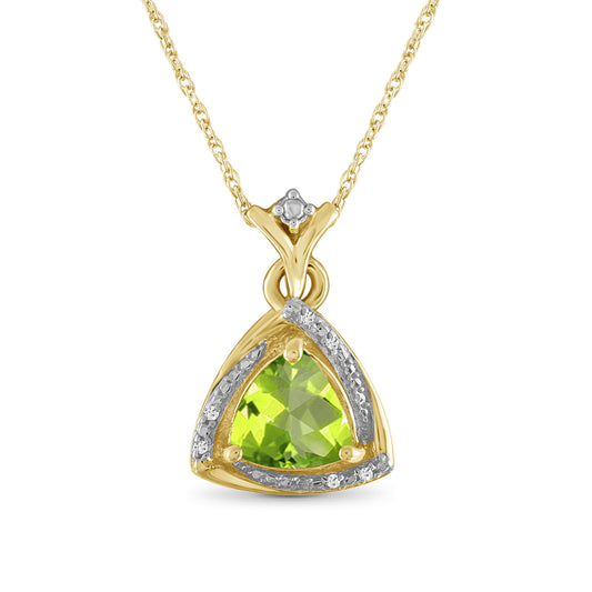 1 1/2 ct. T.G.W. Peridot Pendant with Diamond Accent in 14K Gold over Silver