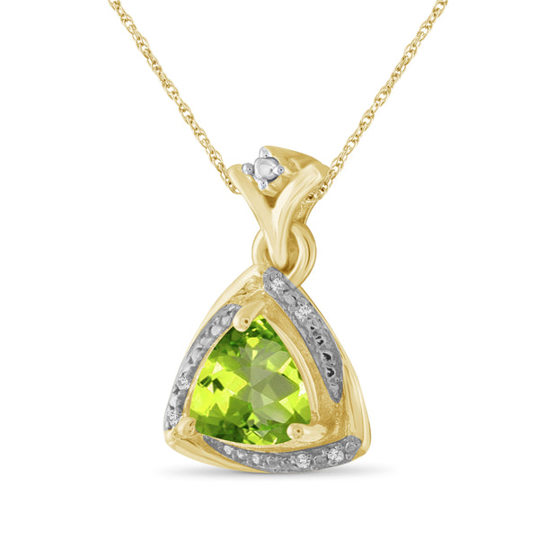 1 1/2 Carat T.G.W. Peridot And White Diamond Accent 14K Gold-Plated Pendant
