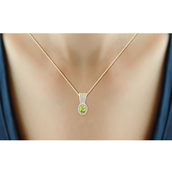 1/2 Carat T.G.W. Peridot And White Diamond Accent 14K Gold-Plated Pendant