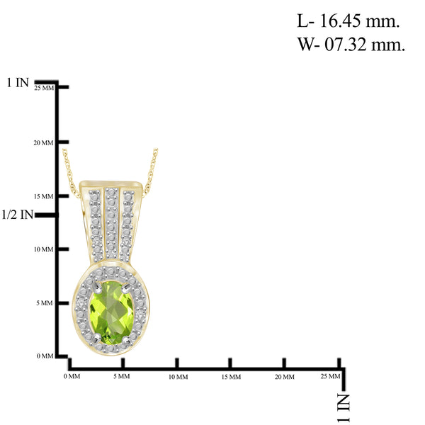 1/2 Carat T.G.W. Peridot And White Diamond Accent 14K Gold-Plated Pendant