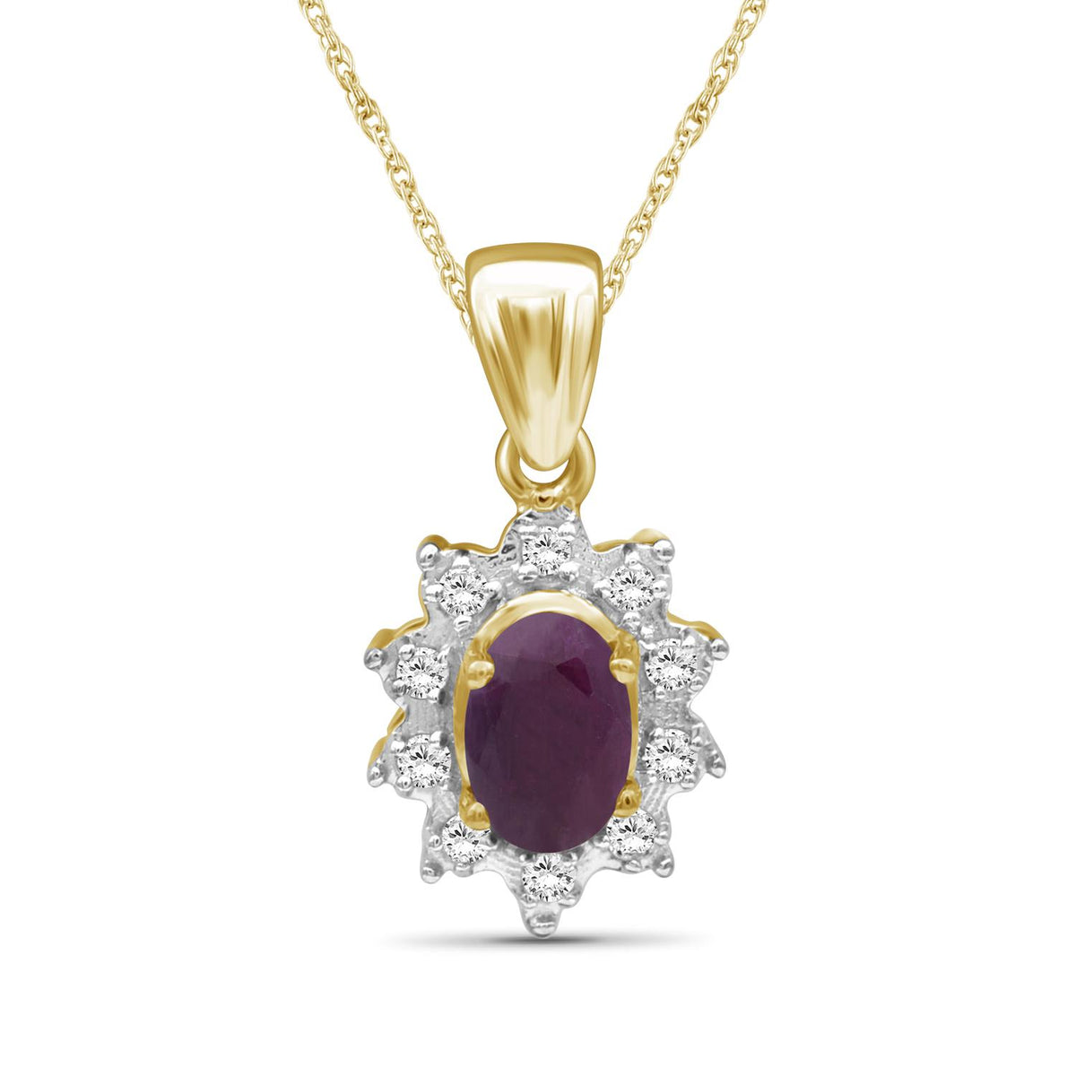 0.55 ct. T.G.W. Ruby & White Topaz Pendant in 14K Gold over Silver