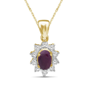 0.55 Carat T.G.W. Ruby And White Topaz 14K Gold Over Silver Pendant