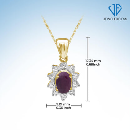 0.55 ct. T.G.W. Ruby & White Topaz Pendant in 14K Gold over Silver
