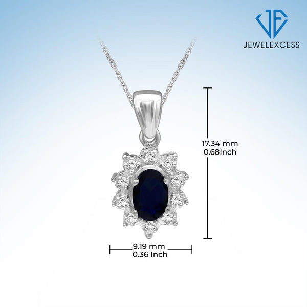 0.75 Carat T.G.W. Sapphire And White Topaz Sterling Silver Pendant