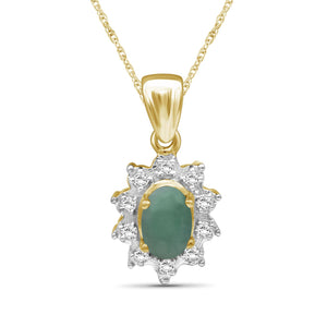 0.45 Carat T.G.W. Emerald And White Topaz 14K Gold Over Silver Pendant