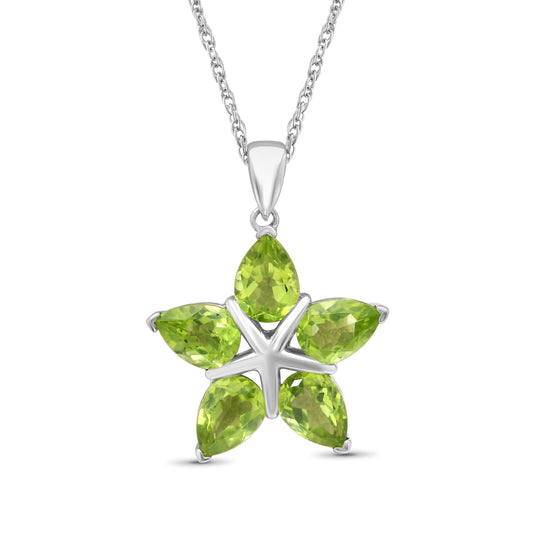3 3/4 ct. T.G.W. Peridot Flower Pendant in Sterling Silver