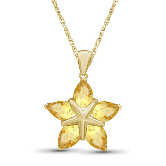 3 ct. T.G.W. Citrine Flower Pendant in 14K Gold over Silver
