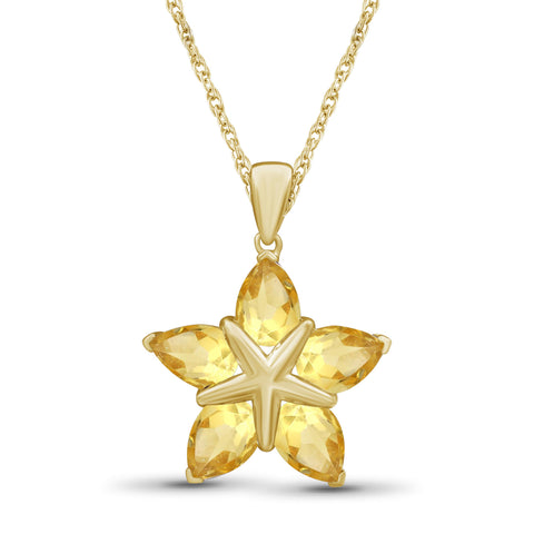 3.00 Carat T.G.W. Citrine Gemstone 14K Gold Over Silver Flower Pendant