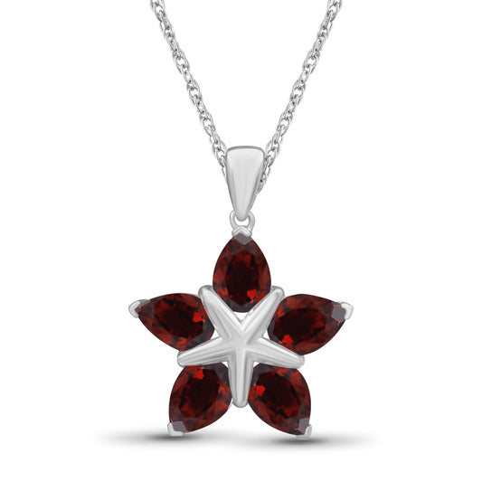 3 3/4 ct. T.G.W. Garnet Flower Pendant in Sterling Silver