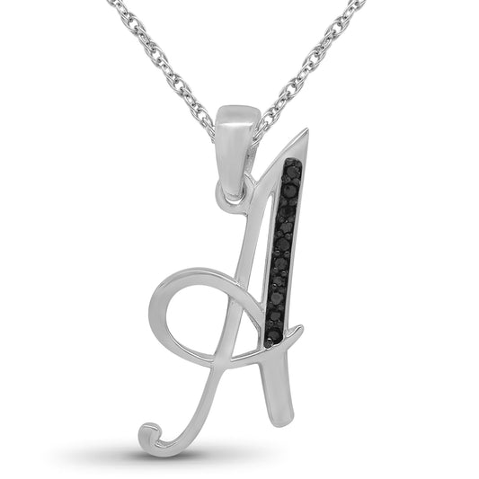 1/20 ct. T.W. Black Diamond Initial Pendant in Sterling Silver