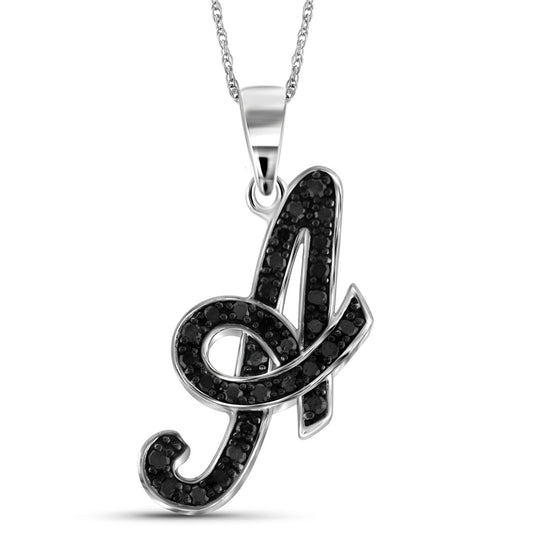 1/4 ct. T.W. Black Diamond Initial Pendant in Sterling Silver