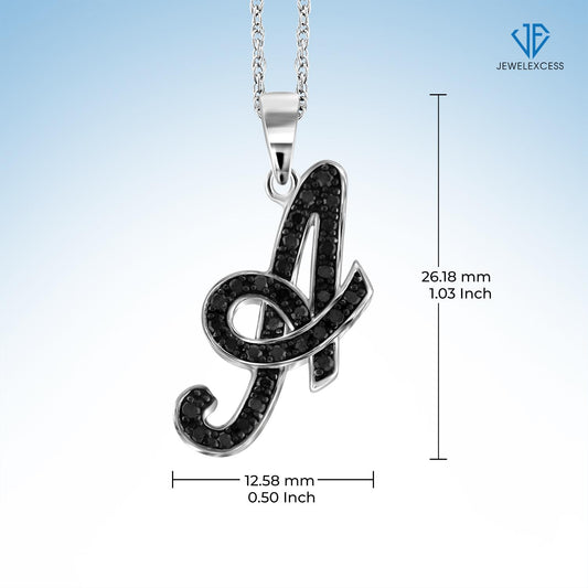 1/4 ct. T.W. Black Diamond Initial Pendant in Sterling Silver