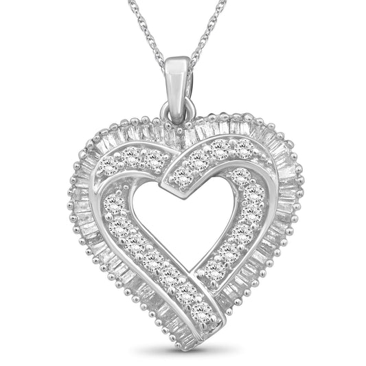 1 ct. T.W. White Diamond Heart Pendant in Sterling Silver or 14K Gold over Silver
