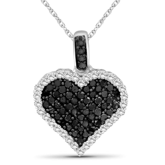 1 ct. T.W. Black Diamond Heart Pendant in Sterling Silver