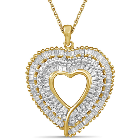 1 ct. T.W. White Diamond Heart Pendant in Sterling Silver or 14K Gold over Silver