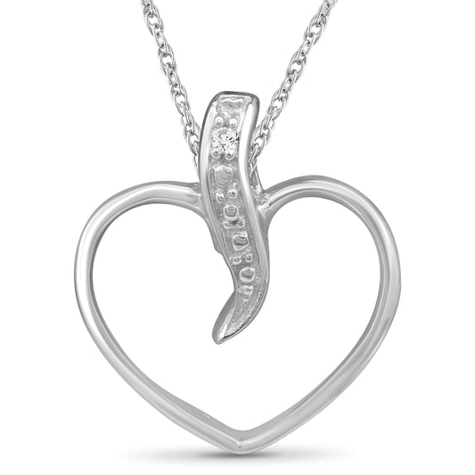 Diamond Accent Heart Pendant in Sterling Silver or 14K Gold over Silver