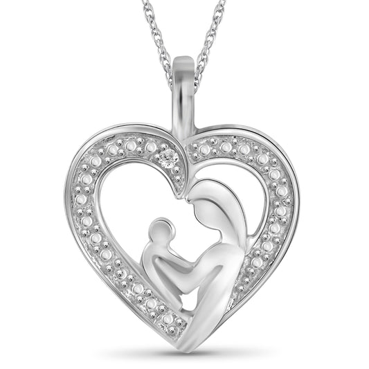 Diamond Accent Heart Pendant in Sterling Silver or 14K Gold over Silver