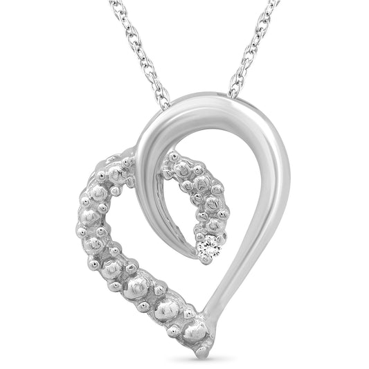 Diamond Accent Heart Pendant in Sterling Silver or 14K Gold over Silver