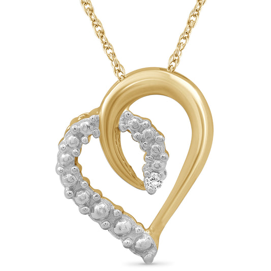 Diamond Accent Heart Pendant in Sterling Silver or 14K Gold over Silver