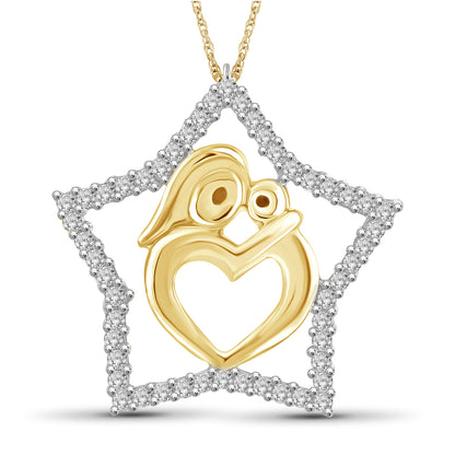 1/4 ct. T.W. White Diamond Mom Necklace in 14K Gold over Silver