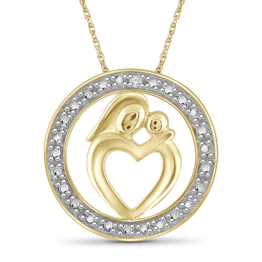 Diamond Accent Mom Necklace in 14K Gold over Silver