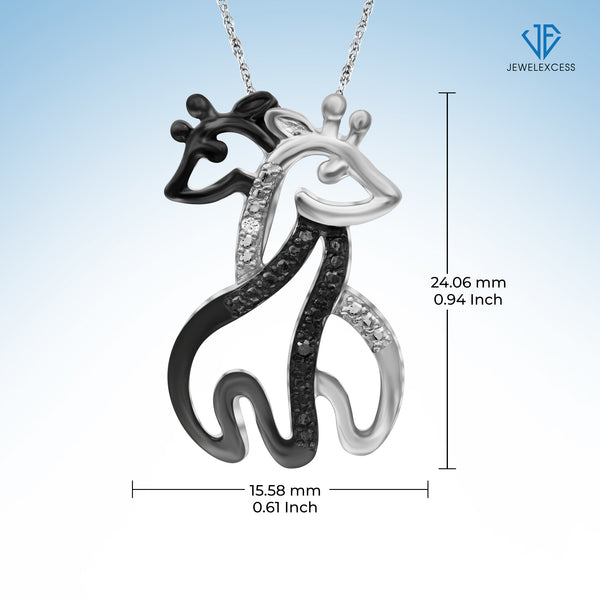 Diamond Giraffe Necklace for Women –Diamond Accent Giraffe Necklace with .925 Sterling Silver Rope Chain – Wife, Girlfriend, Love Pendant - Sterling Silver Necklace Gifts for Women