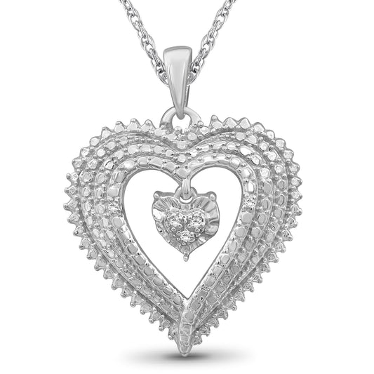Diamond Accent Heart Pendant in Sterling Silver or 14K Gold over Silver