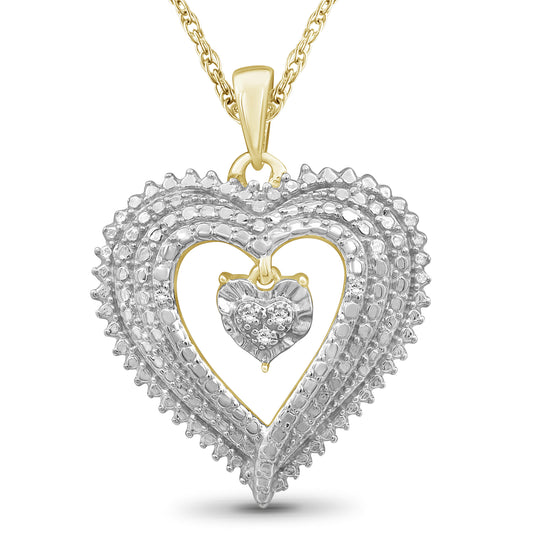 Diamond Accent Heart Pendant in Sterling Silver or 14K Gold over Silver