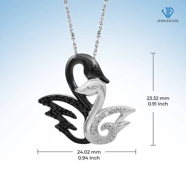 Diamond Swan Necklace for Women –Diamond Accent Swan Necklace with .925 Sterling Silver Rope Chain – Wife, Girlfriend, Love Pendant - Sterling Silver Necklace Gifts for Women