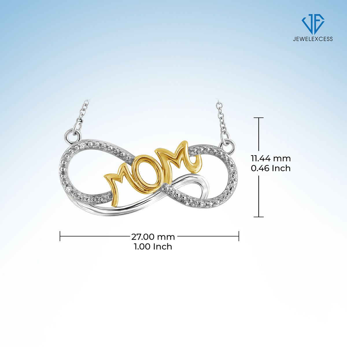 White Diamond Mom Infinity Necklace in Two-Tone Sterling Silver