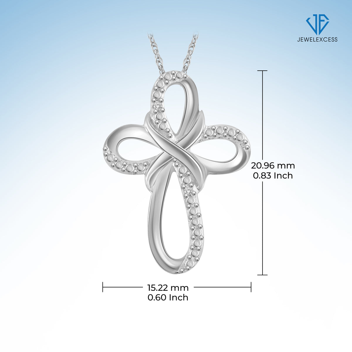 White Diamond Cross Pendant in Sterling Silver or 14K Gold over Silver