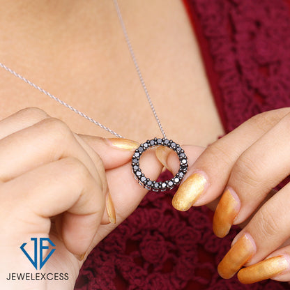 1 ct. T.W. Black Diamond Open Circle Pendant in Sterling Silver