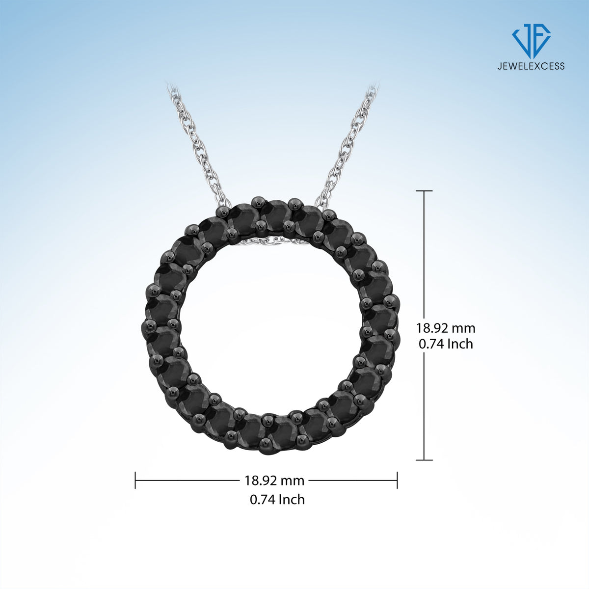 1 ct. T.W. Black Diamond Open Circle Pendant in Sterling Silver