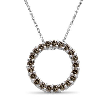 1 ct. T.W. Champagne Diamond Open Circle Pendant in Sterling Silver
