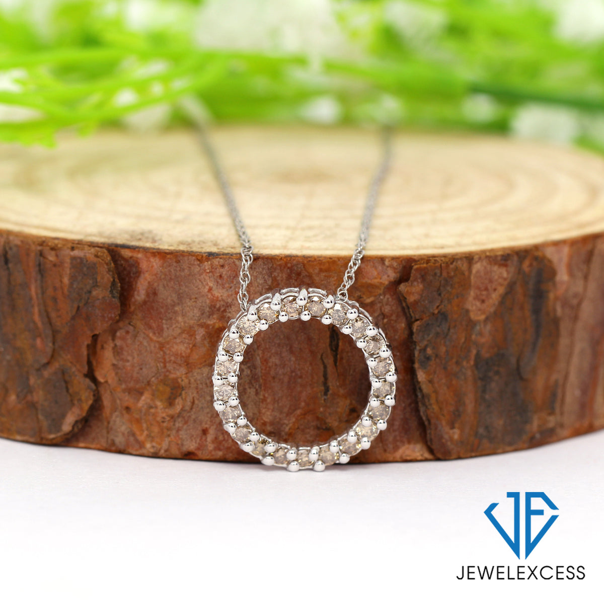 1 ct. T.W. Champagne Diamond Open Circle Pendant in Sterling Silver