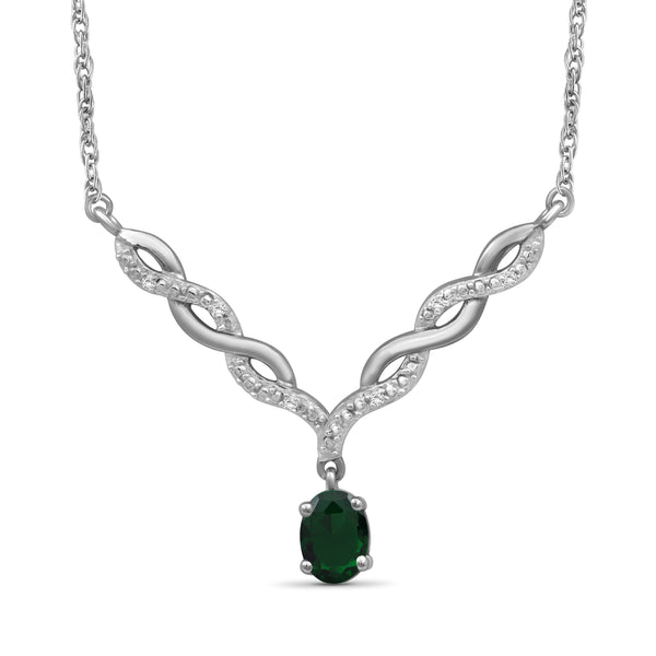 Assorted Gemstone Necklace for Women & Girls | Sterling Silver Or 14k gold-plated | Diamond V-Shaped Pendant on a 18" Rope Chain