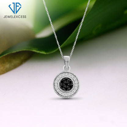 1/4 ct. T.W. Black And White Diamond Cluster Pendant in Sterling Silver