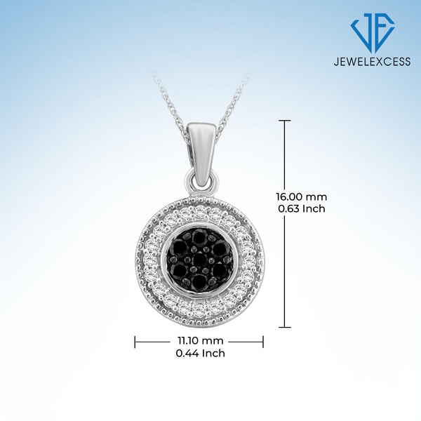 1/4 Carat T.W. Black And White Diamond Cluster Sterling Silver Pendant