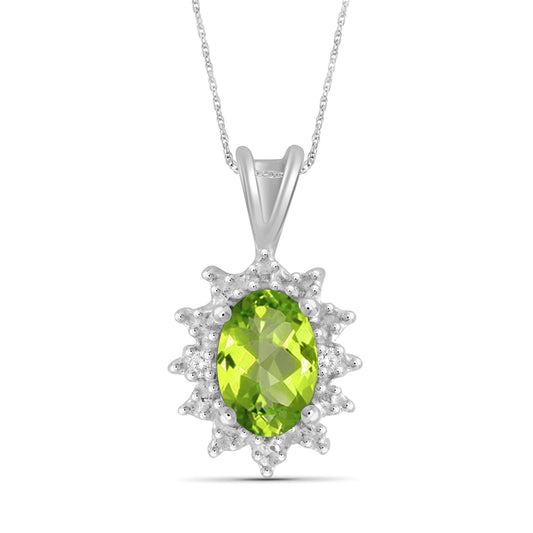 0.48 ct. T.G.W. Peridot Pendant with Diamond Accent in Sterling Silver