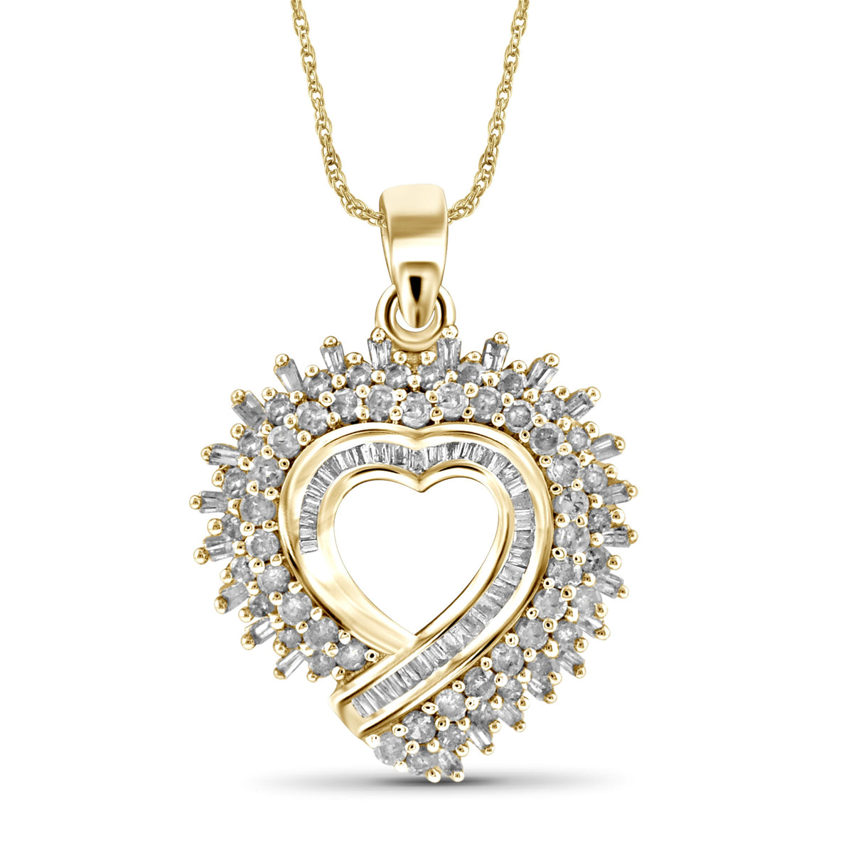 1 ct. T.W. White Diamond Heart Pendant in Gold over Silver