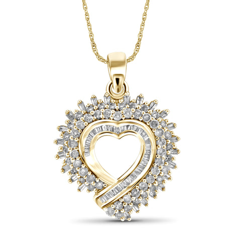 1.00 Carat T.W. White Diamond Gold over Silver Heart Pendant