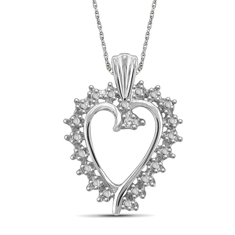 White Diamond Accent Sterling Silver Heart Pendant