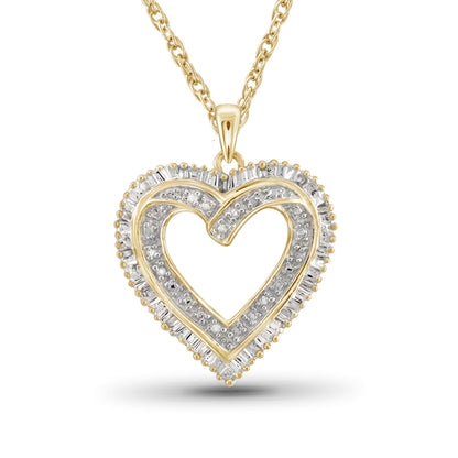 1/10 ct. T.W. White Diamond Heart Pendant in Gold over Silver