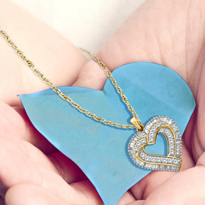 1/10 ct. T.W. White Diamond Heart Pendant in Gold over Silver